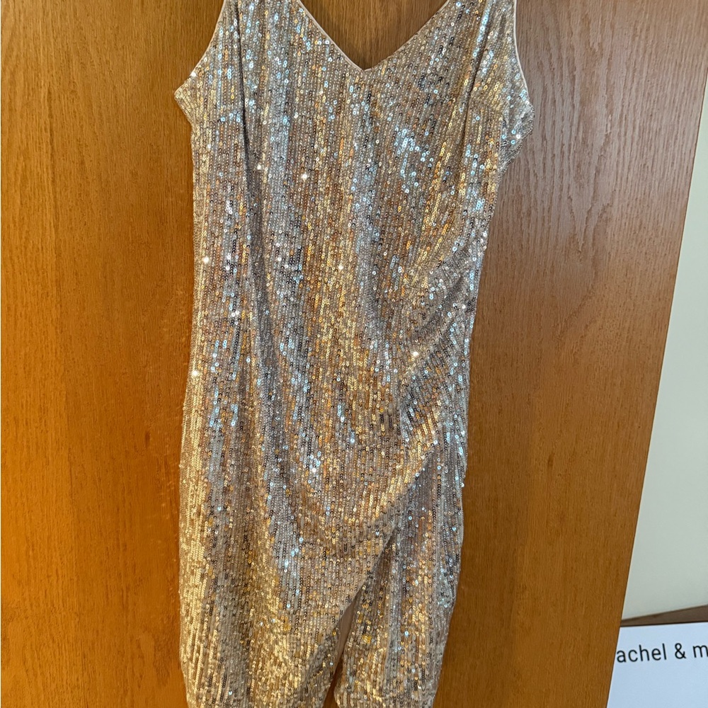 Gold Sequin Sleeveless Dress